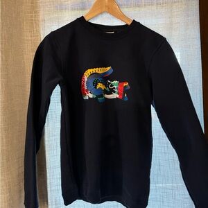 Lacoste Kids Black Sweatshirt with Colorful Crocodile Graphic